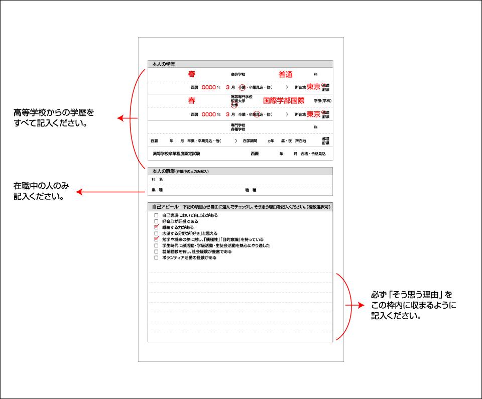 願書・エントリーシート記入例｜専門学校 HAL東京